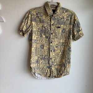 Rip Curl Yellow and Gray Casual Button Down Shirt